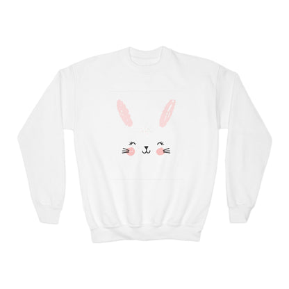 Cute Bunny Youth Crewneck Sweatshirt, Spring Apparel for Kids, Easter Gift, Cozy Layering Piece, Animal Theme Sweatshirt