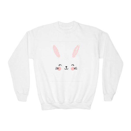 Cute Bunny Youth Crewneck Sweatshirt, Spring Apparel for Kids, Easter Gift, Cozy Layering Piece, Animal Theme Sweatshirt