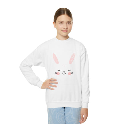 Cute Bunny Youth Crewneck Sweatshirt, Spring Apparel for Kids, Easter Gift, Cozy Layering Piece, Animal Theme Sweatshirt