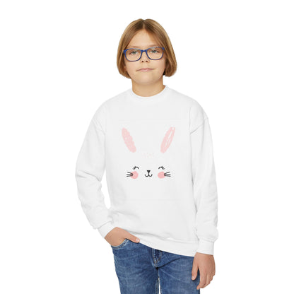 Cute Bunny Youth Crewneck Sweatshirt, Spring Apparel for Kids, Easter Gift, Cozy Layering Piece, Animal Theme Sweatshirt